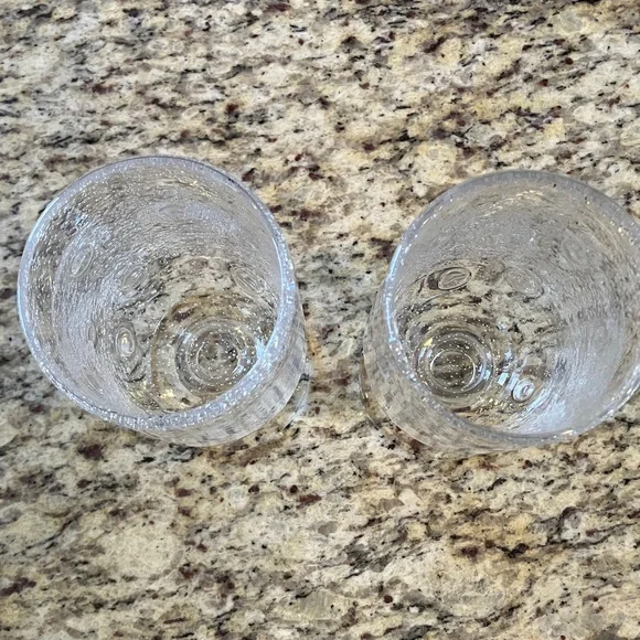 Southern Living at HOME Bubble Glass Goblets Set of 2 Clear Seeded Glass 13 oz - Picture 2 of 5